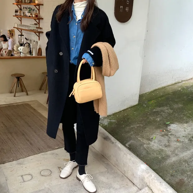 100% Double-Faced Virgin Wool Long Double-Breasted Cocoon Coat 🐏