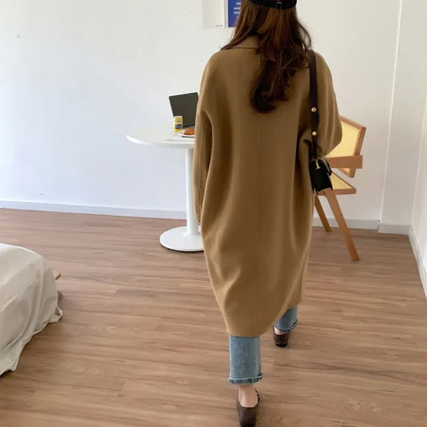 100% Double-Faced Virgin Wool Long Double-Breasted Cocoon Coat 🐏