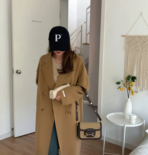 100% Double-Faced Virgin Wool Long Double-Breasted Cocoon Coat 🐏