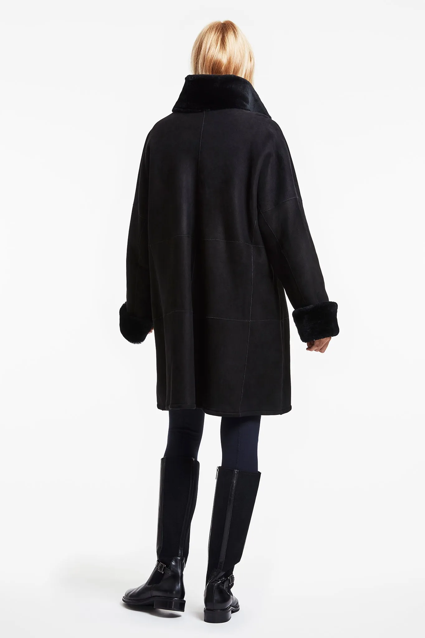 #1125 Shearling Walking Coat with drop shoulders