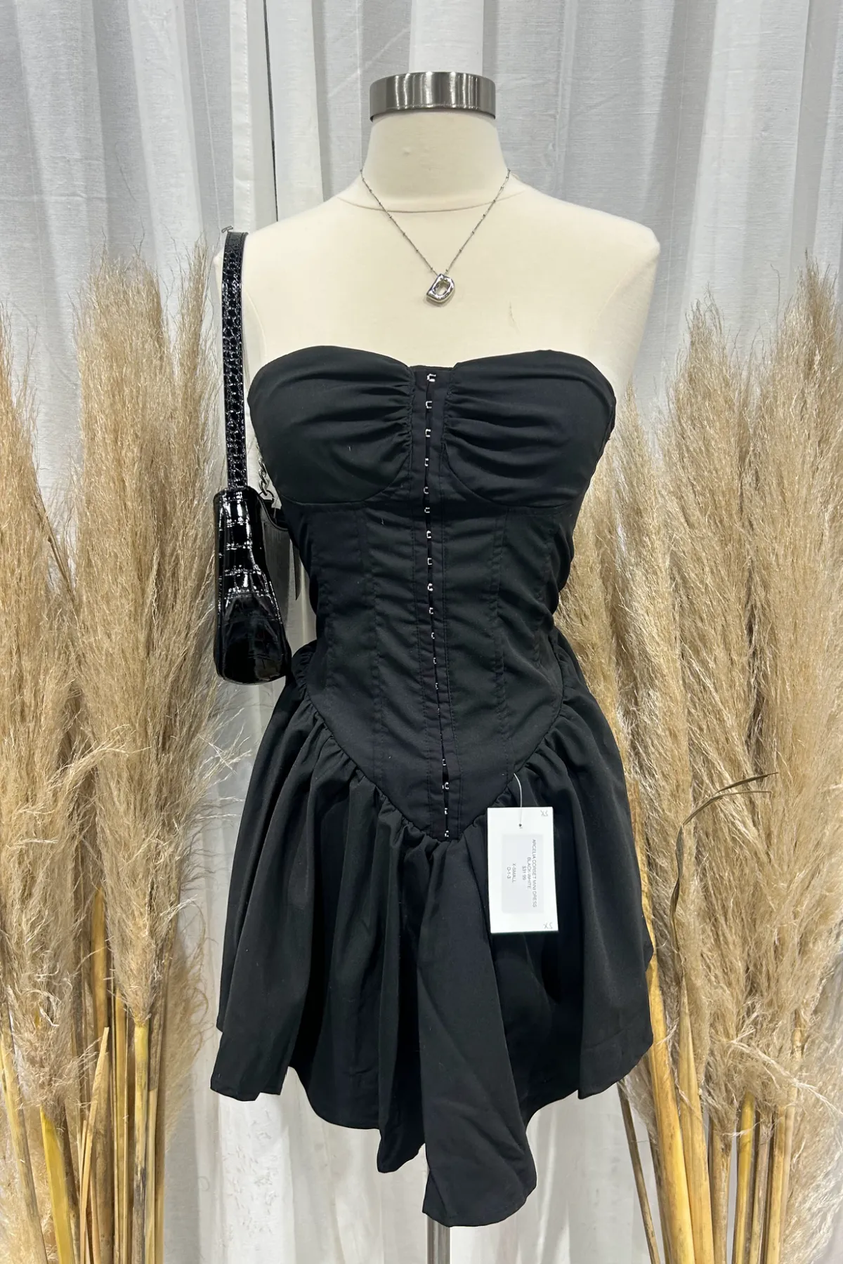 Arcelia Corset Mini Dress (Black)