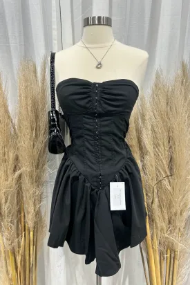 Arcelia Corset Mini Dress (Black)