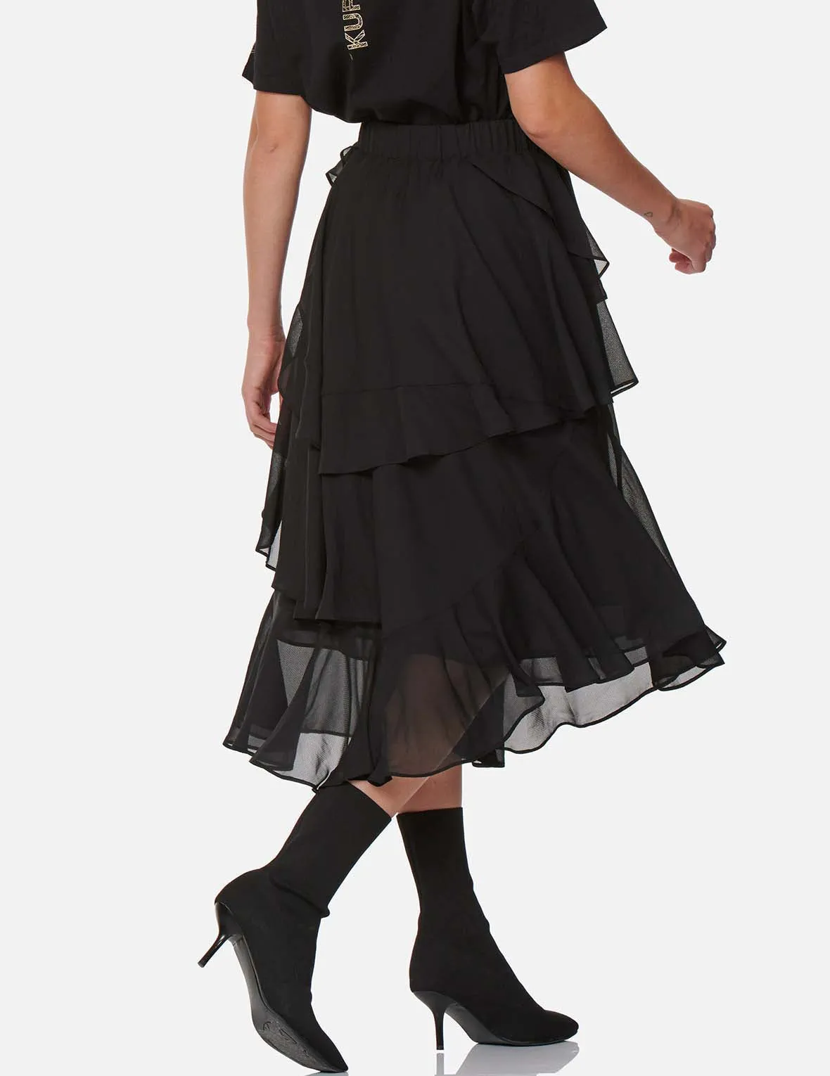 Asymmetric Layered Skirt