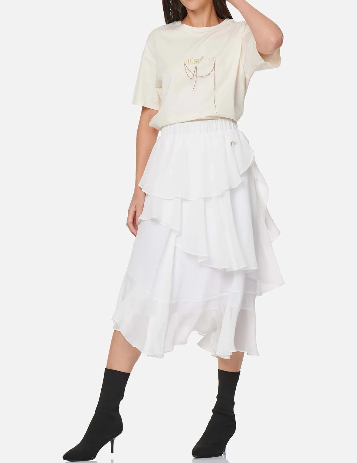 Asymmetric Layered Skirt