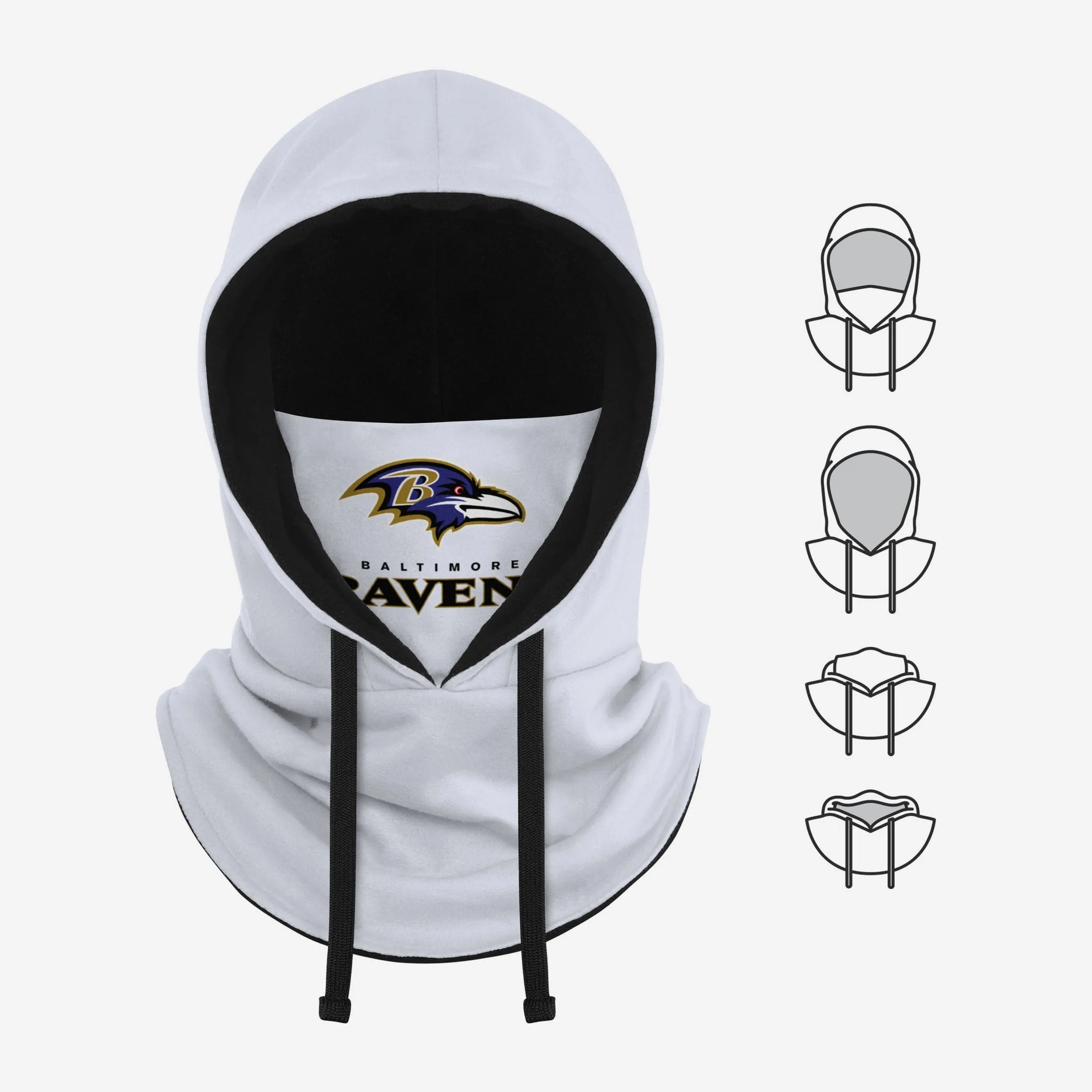 Baltimore Ravens White Drawstring Hooded Gaiter