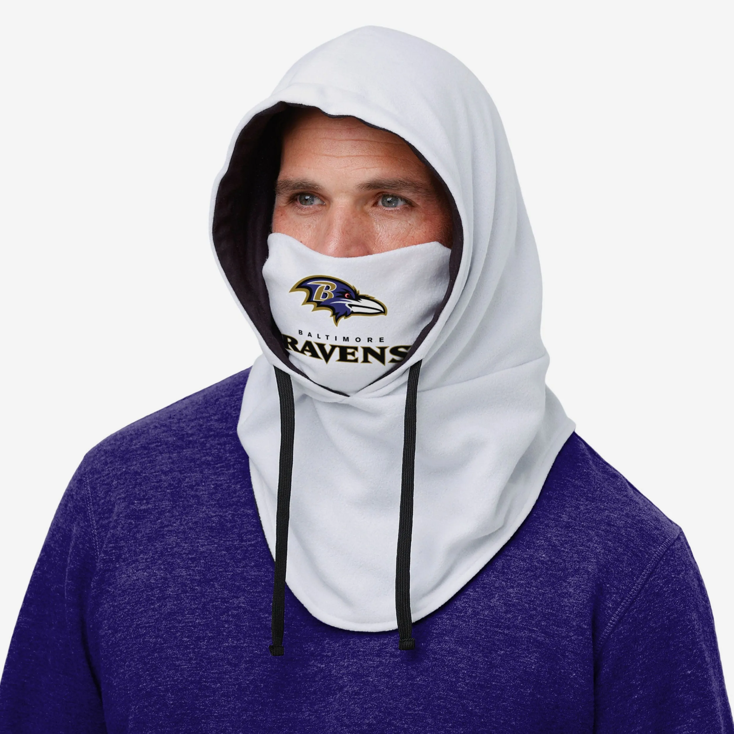Baltimore Ravens White Drawstring Hooded Gaiter