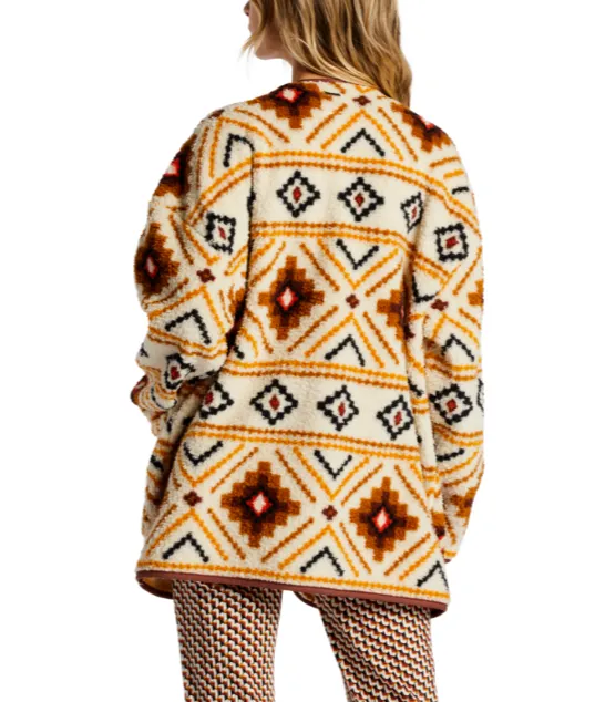 Billabong Womens Fireside Cozy Buttoned Fleece Jacket