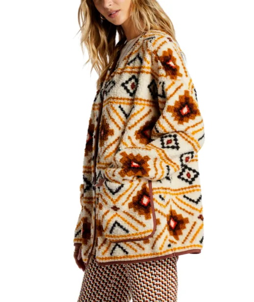 Billabong Womens Fireside Cozy Buttoned Fleece Jacket