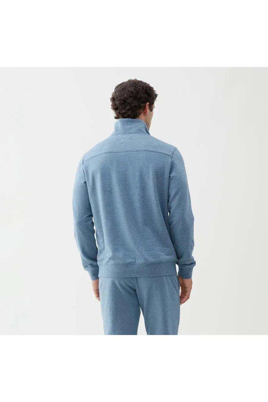 Bobby Heavy Wash Fleece Zip Mock - Copen Blue