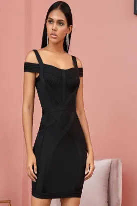 Body Contour Bustier Black Bodycon above knee Midi Dress