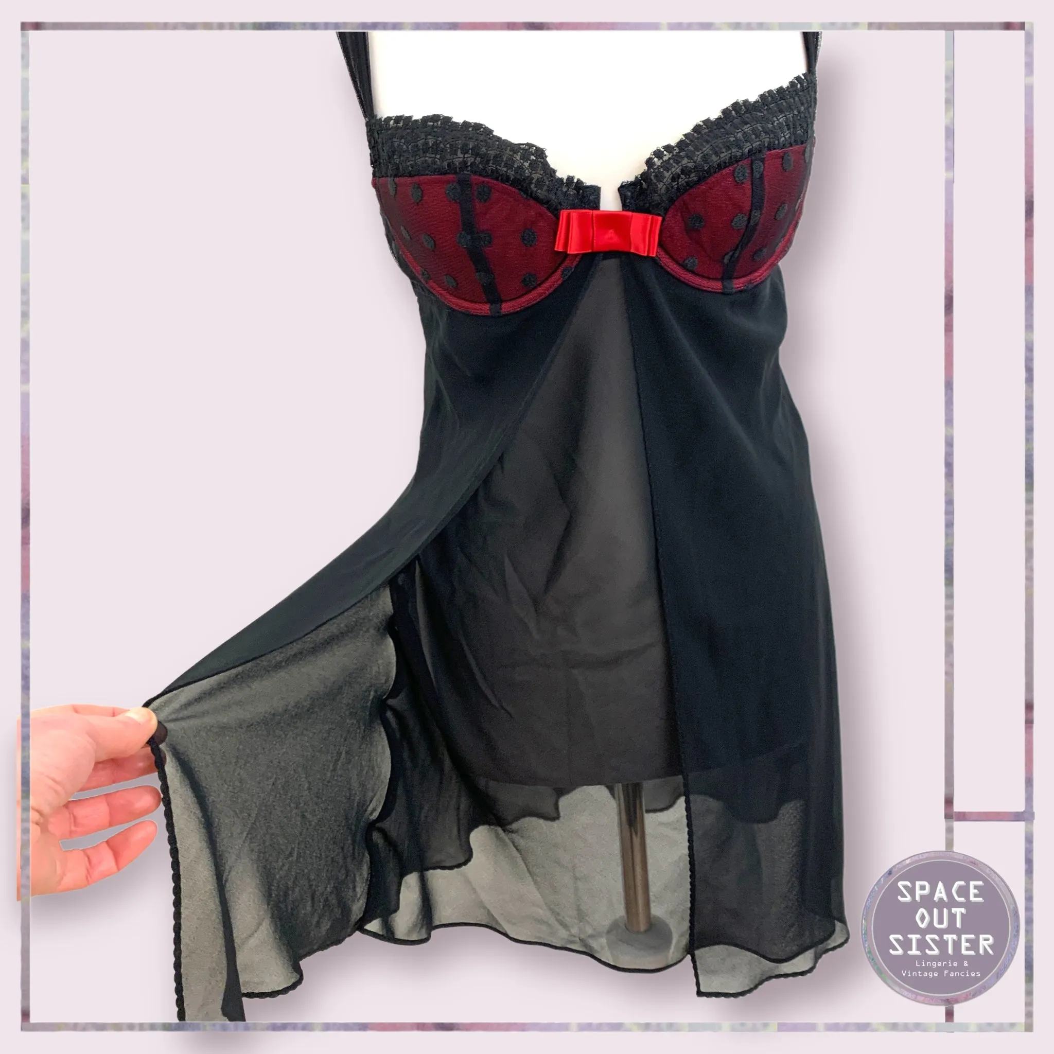 Burgundy & Black Layered Nightdress