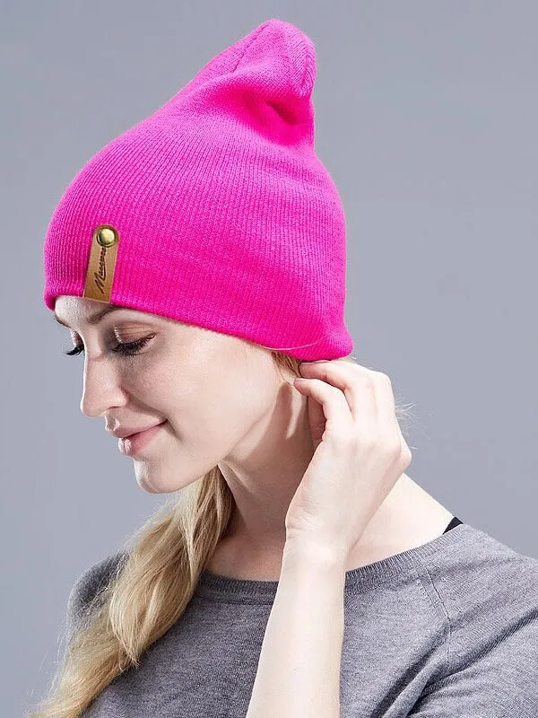 Casual Solid Color Knitted Beanie / Thick Warm Soft Hat - SF0523
