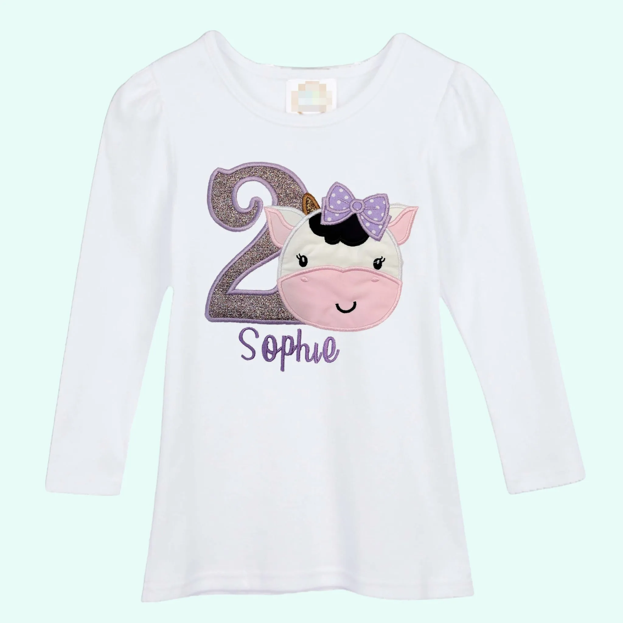 Cow Birthday Shirt for girls Cow Personalized Shirt. Toddler Girl Shirt. Embroider Personalized Shirt