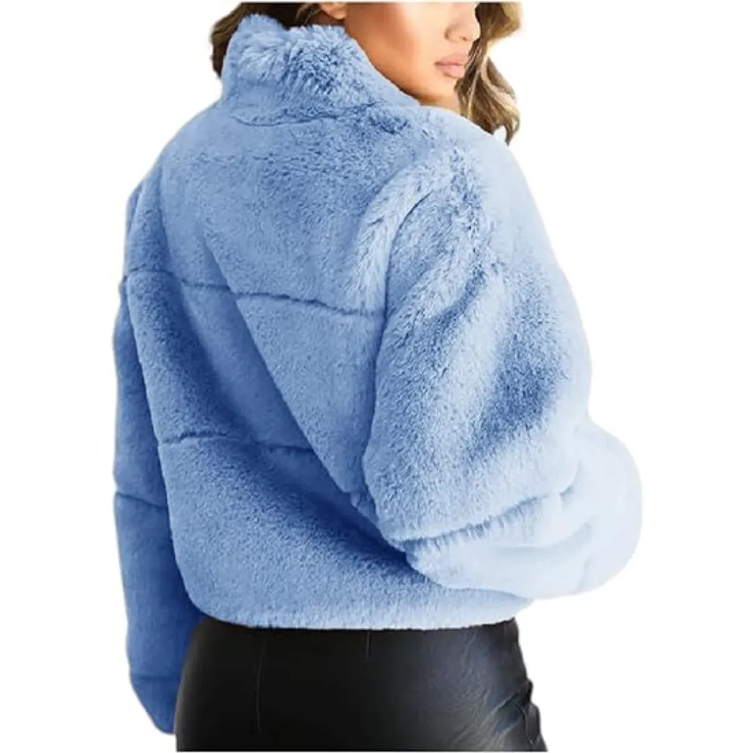 Cropped Bomber Fleece Jacket
