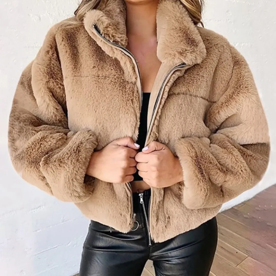 Cropped Bomber Fleece Jacket
