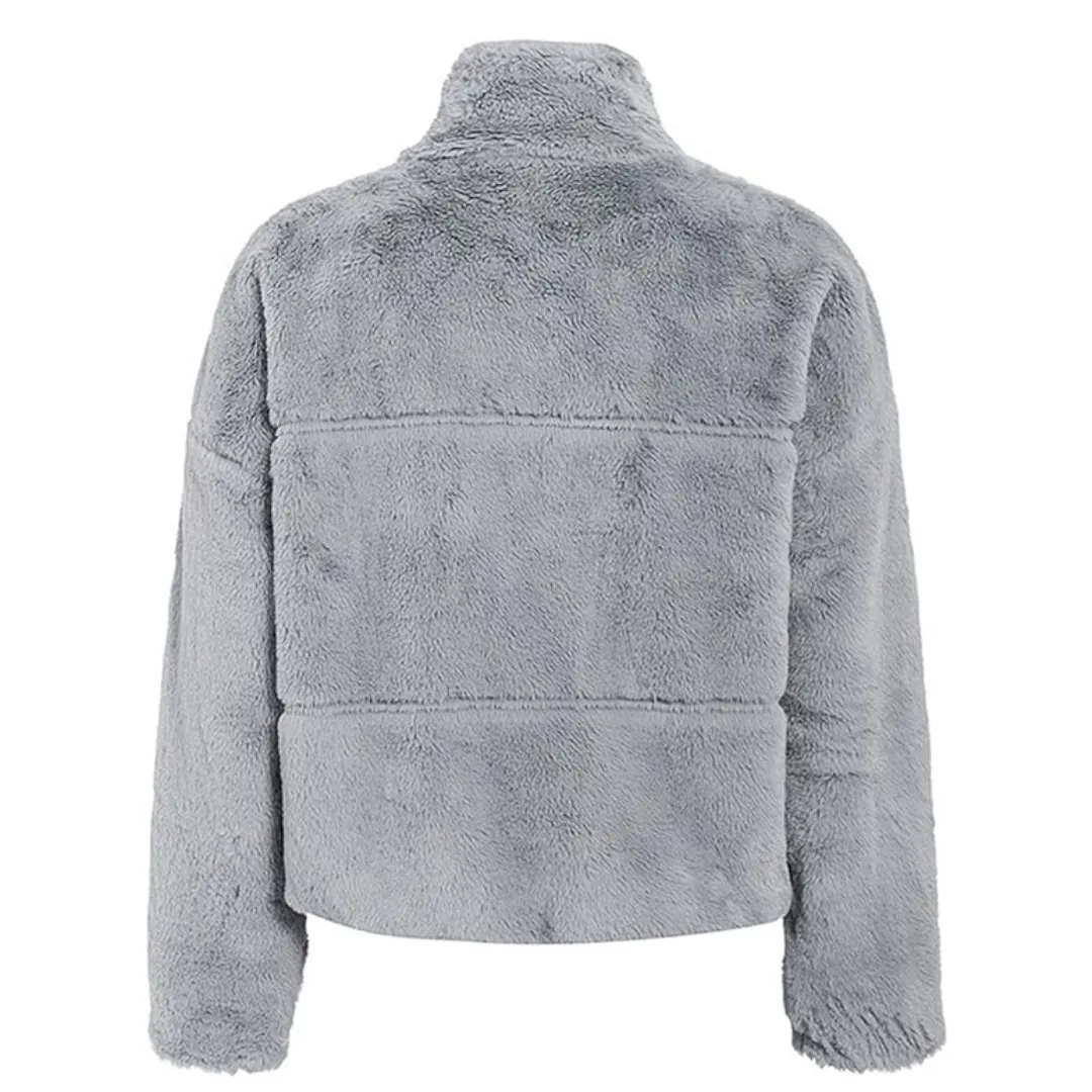 Cropped Bomber Fleece Jacket