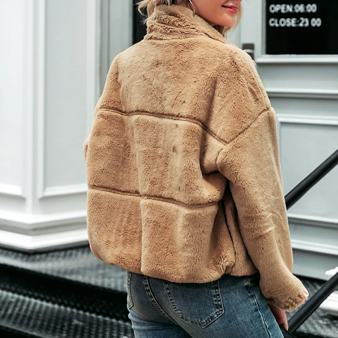 Cropped Bomber Fleece Jacket
