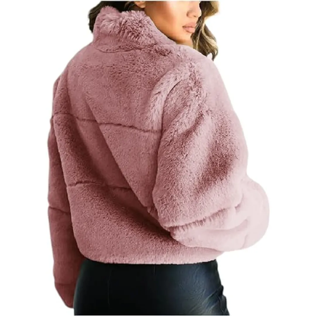 Cropped Bomber Fleece Jacket