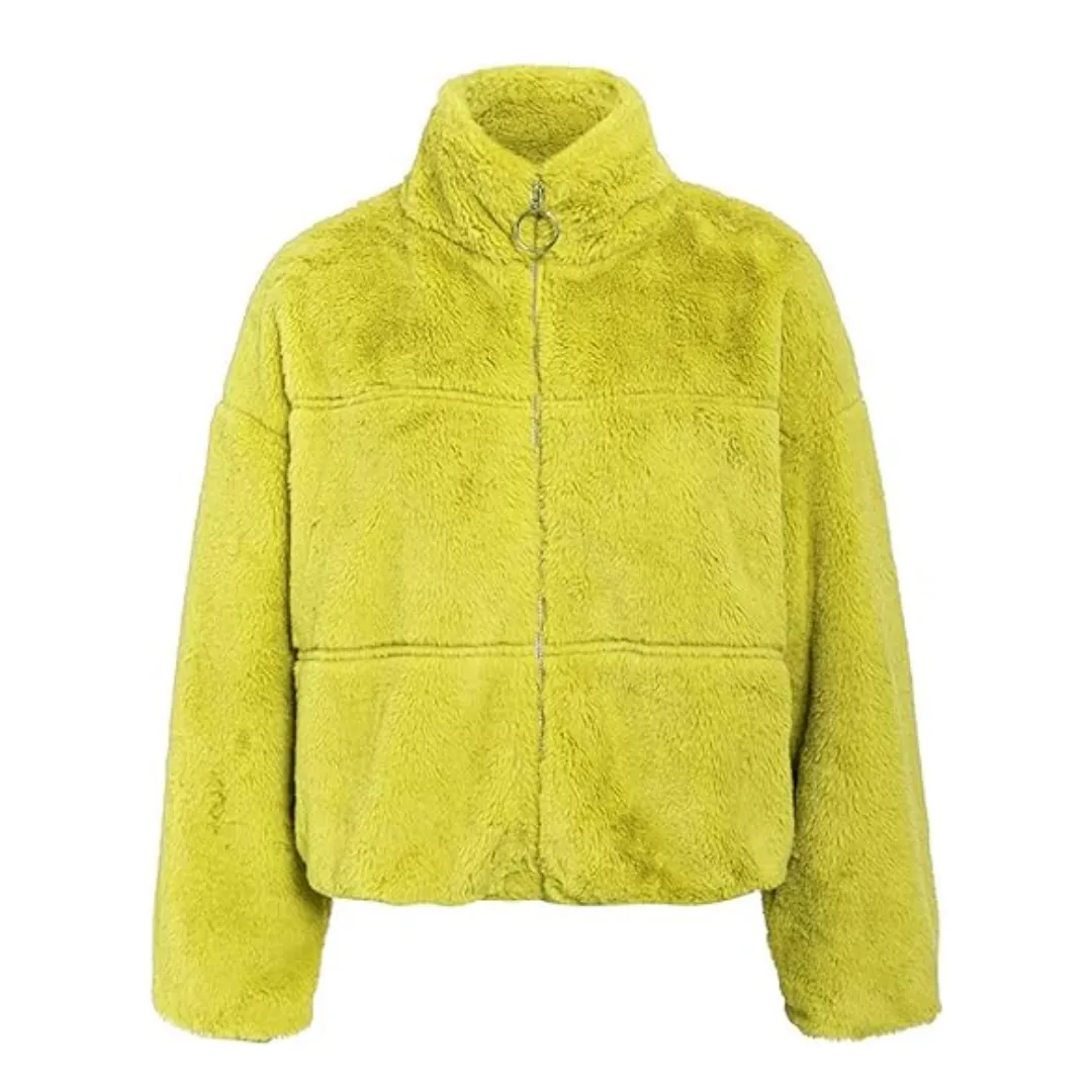 Cropped Bomber Fleece Jacket
