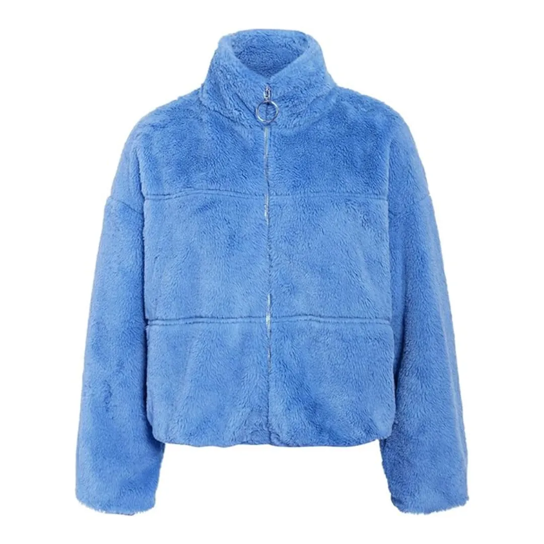 Cropped Bomber Fleece Jacket