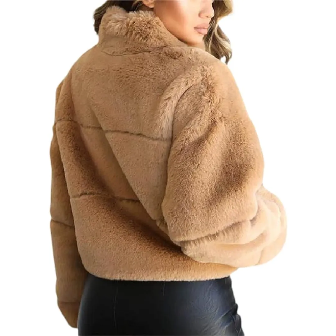 Cropped Bomber Fleece Jacket