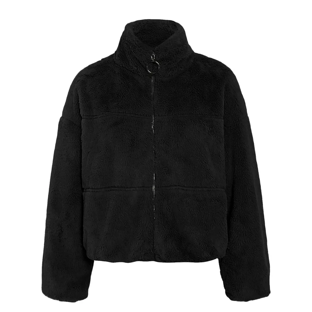 Cropped Bomber Fleece Jacket