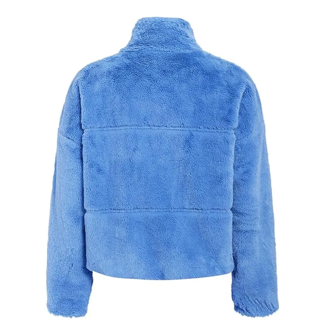 Cropped Bomber Fleece Jacket
