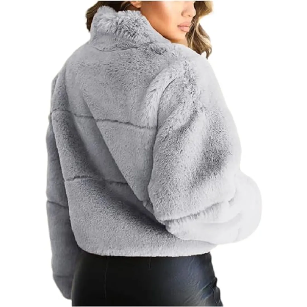 Cropped Bomber Fleece Jacket