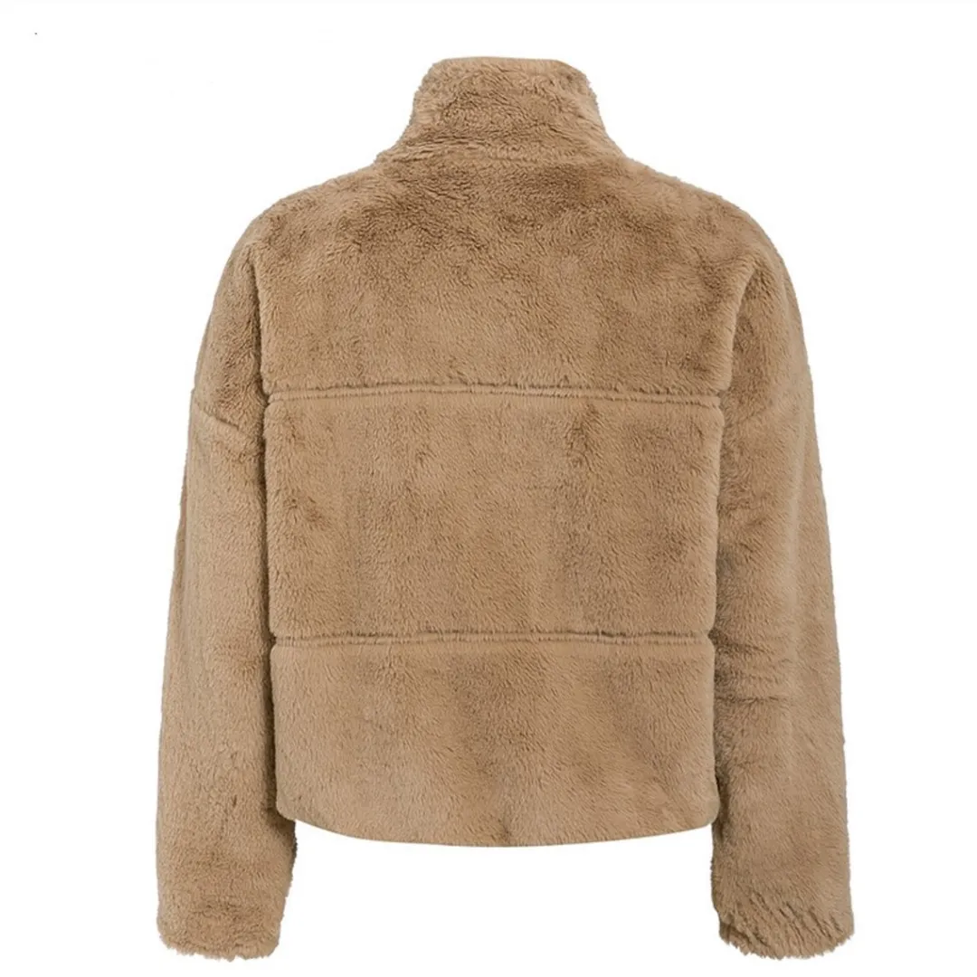 Cropped Bomber Fleece Jacket