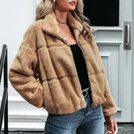 Cropped Bomber Fleece Jacket