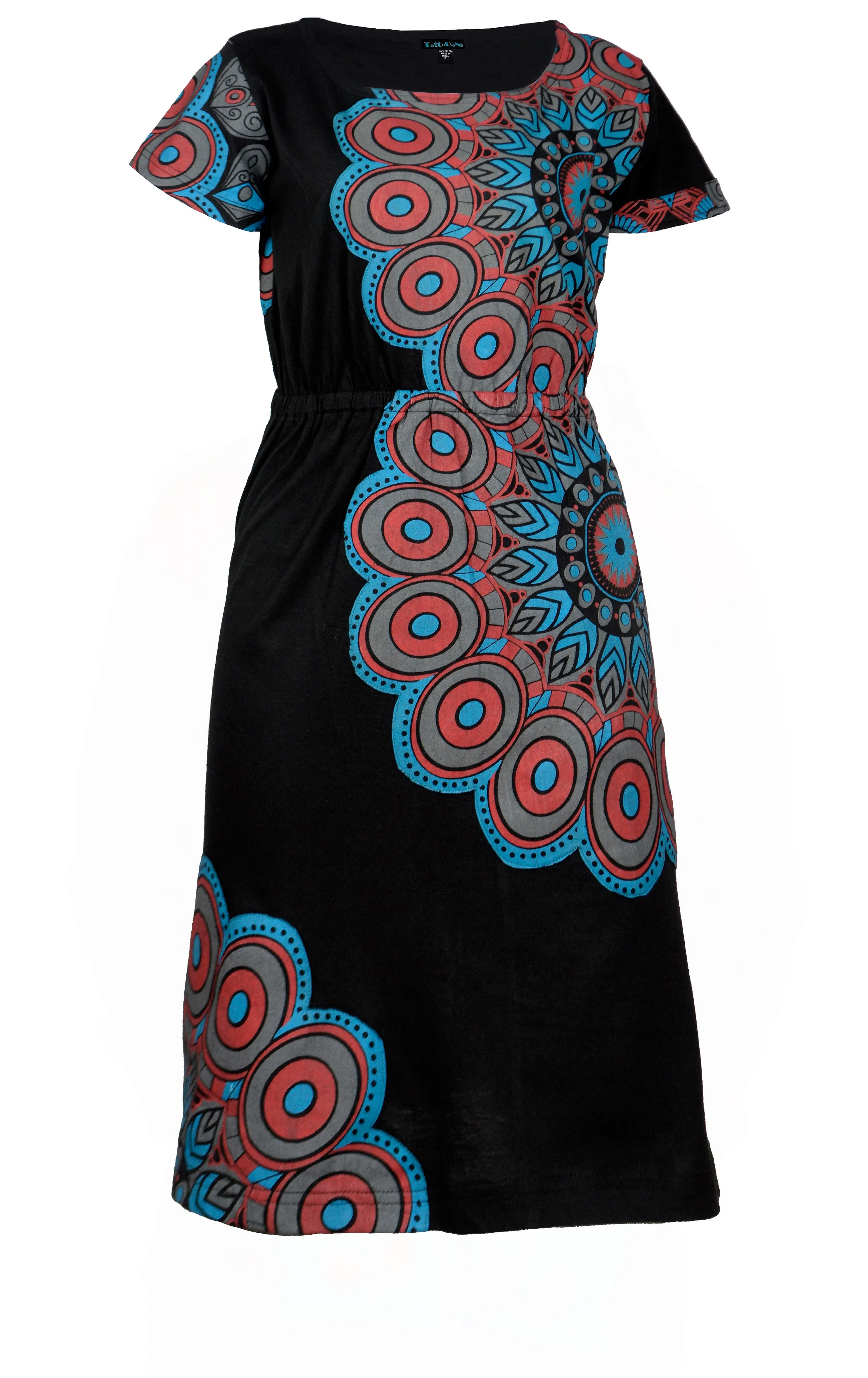 Feather Pattern Short Sleeve Summer Dress