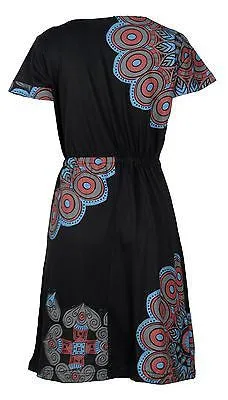 Feather Pattern Short Sleeve Summer Dress