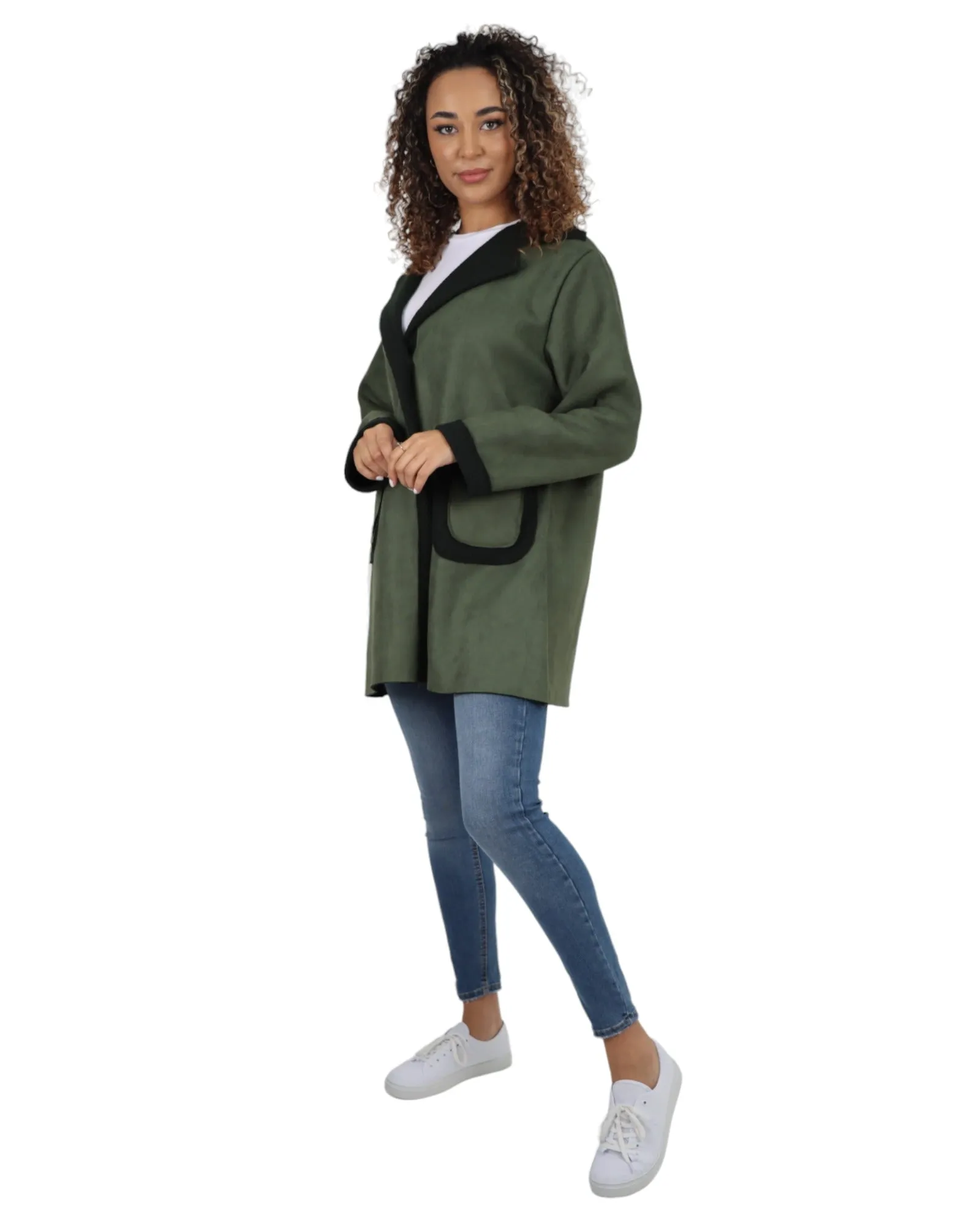 Fleece Lined Collared  Long Sleeve Blazer Coat