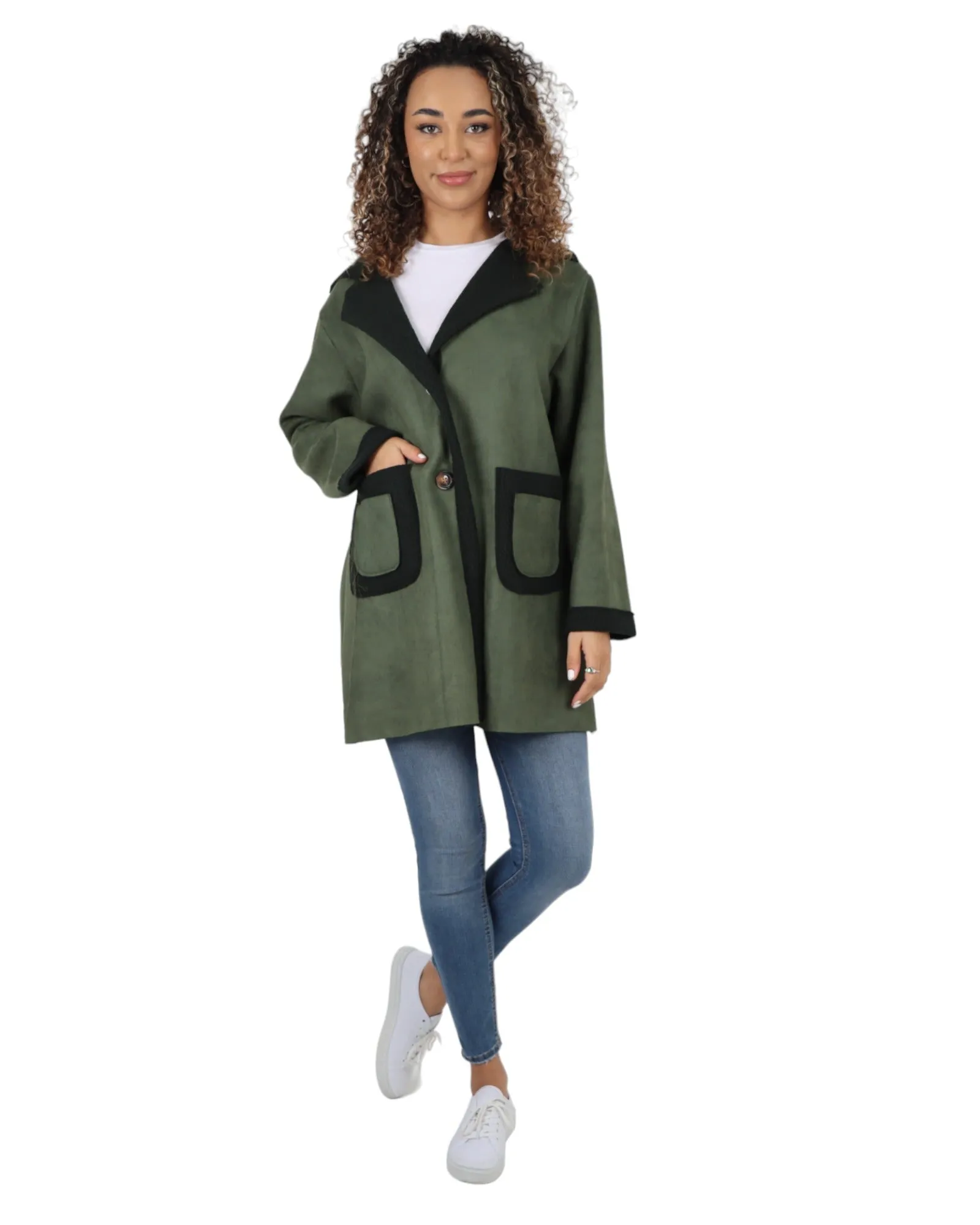 Fleece Lined Collared  Long Sleeve Blazer Coat