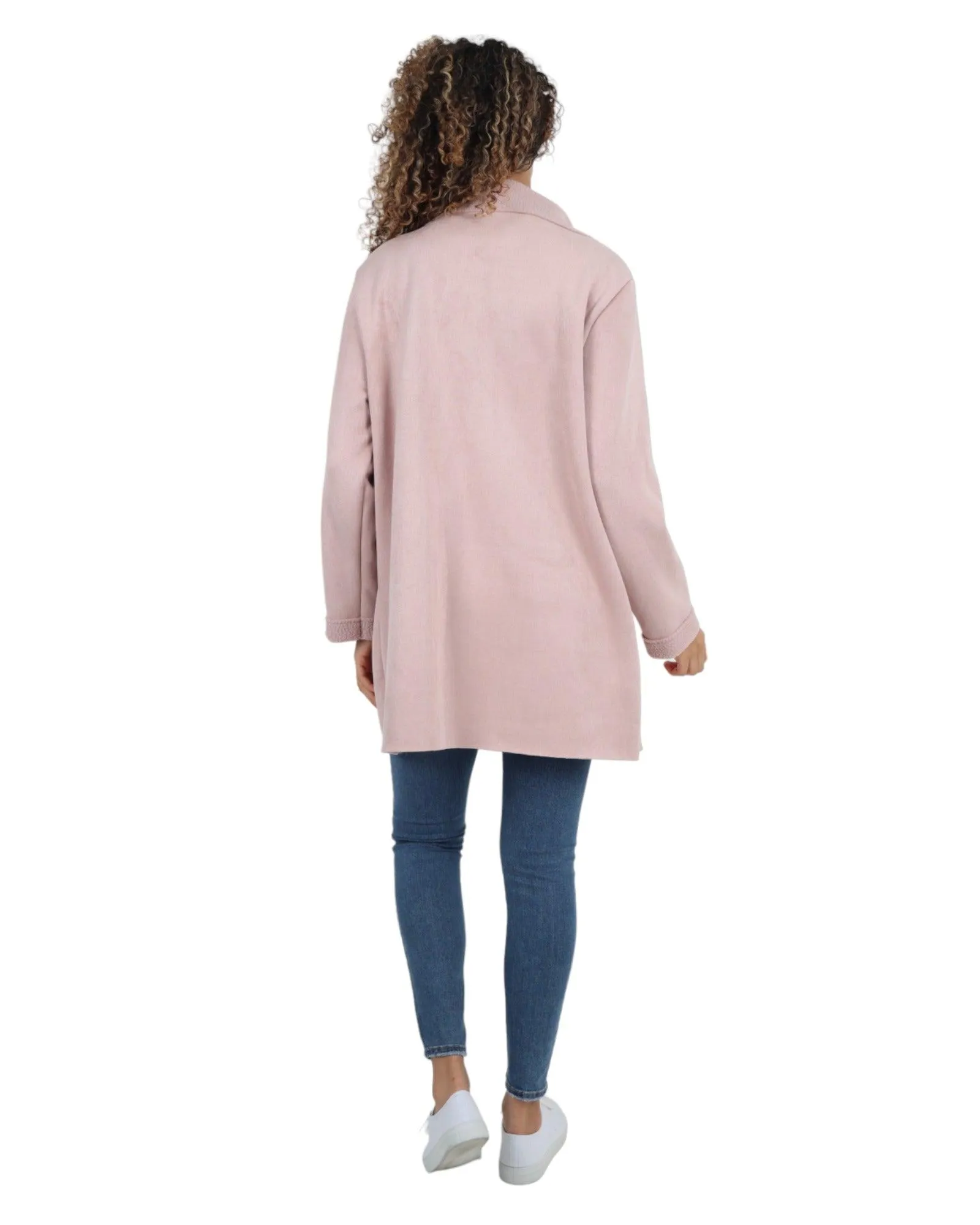 Fleece Lined Collared  Long Sleeve Blazer Coat