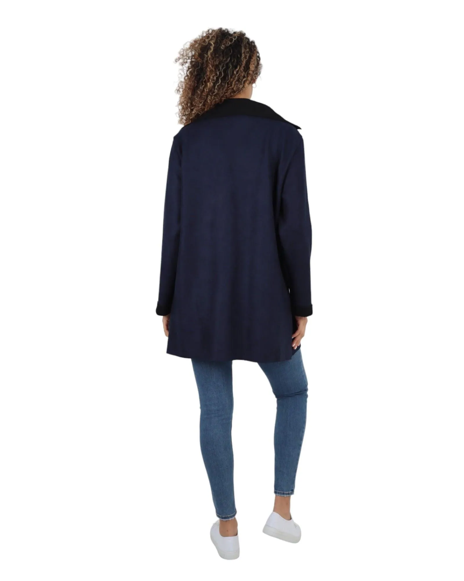Fleece Lined Collared  Long Sleeve Blazer Coat