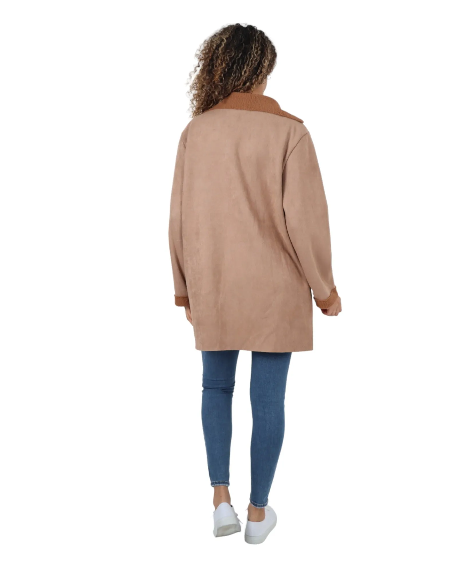Fleece Lined Collared  Long Sleeve Blazer Coat