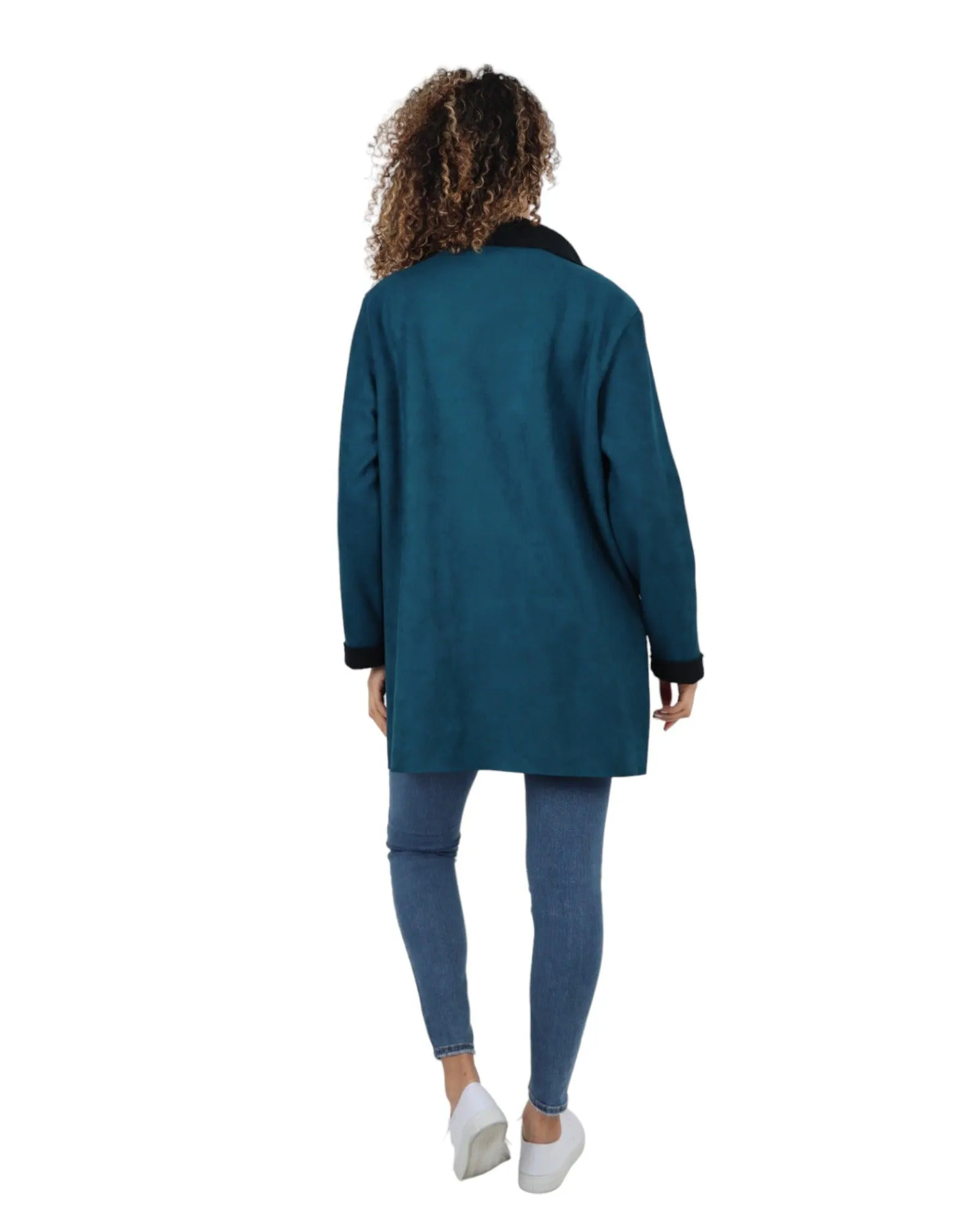 Fleece Lined Collared  Long Sleeve Blazer Coat