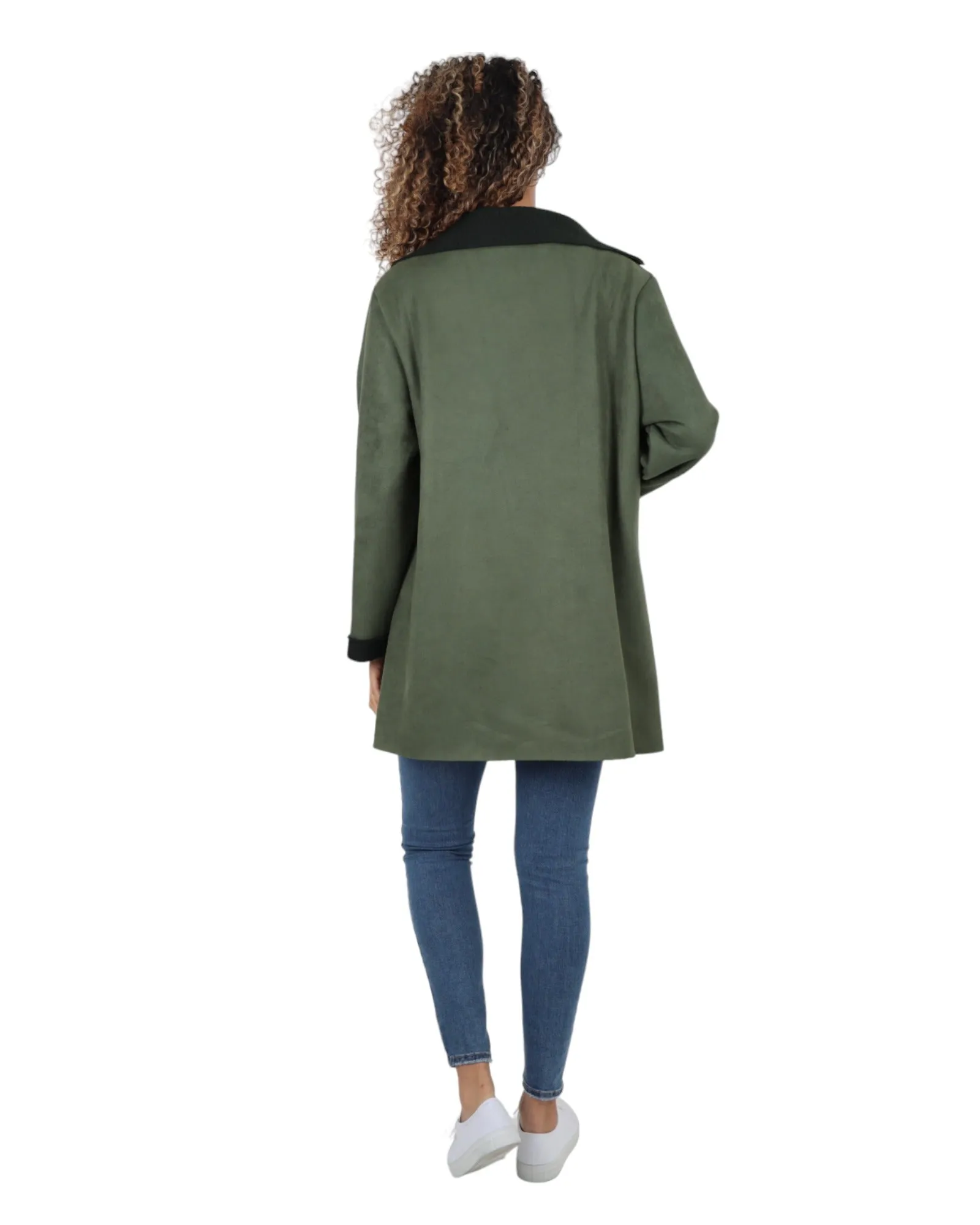 Fleece Lined Collared  Long Sleeve Blazer Coat