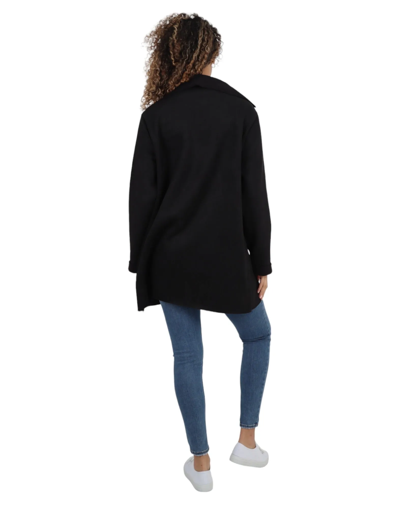 Fleece Lined Collared  Long Sleeve Blazer Coat