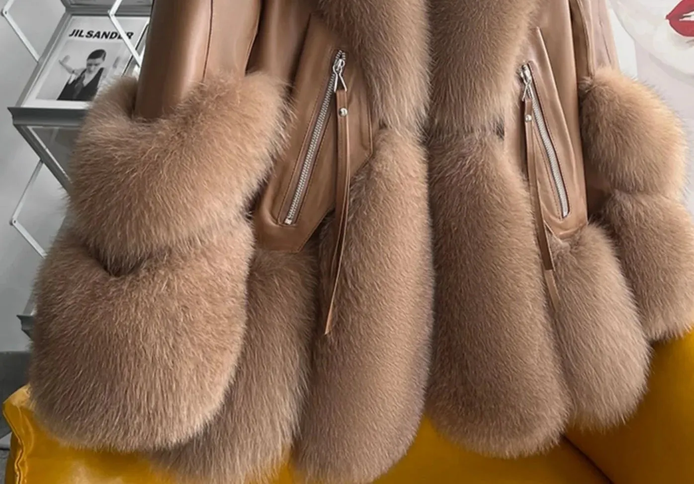Fox Fur Mid-Length down Jacket
