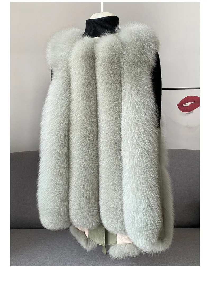 Fox Fur Vest Medium and Long Waistcoat Coat