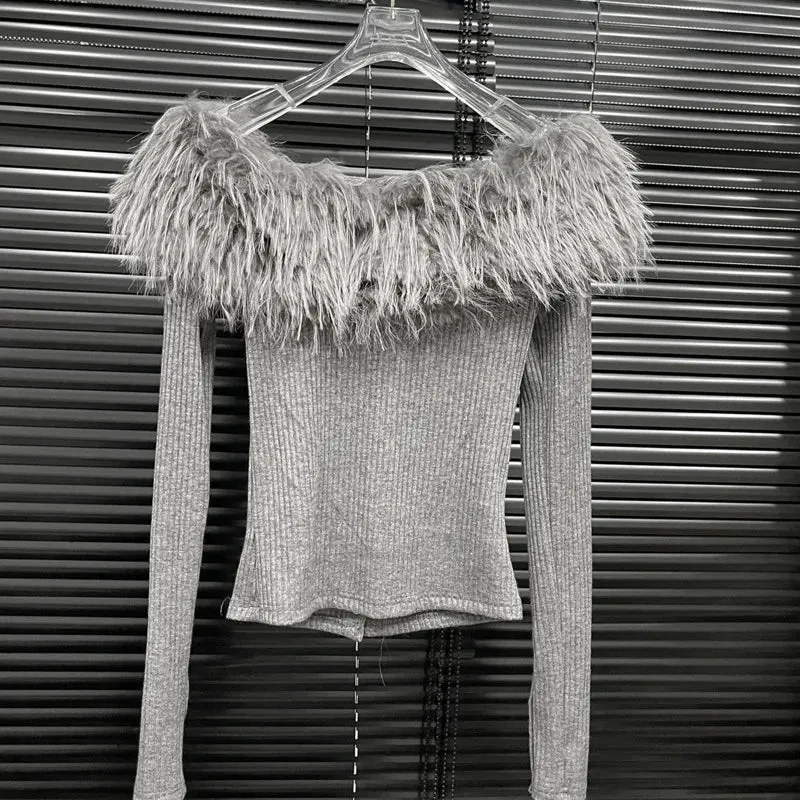 Fur Collar Single Breasted Knitted Sweater