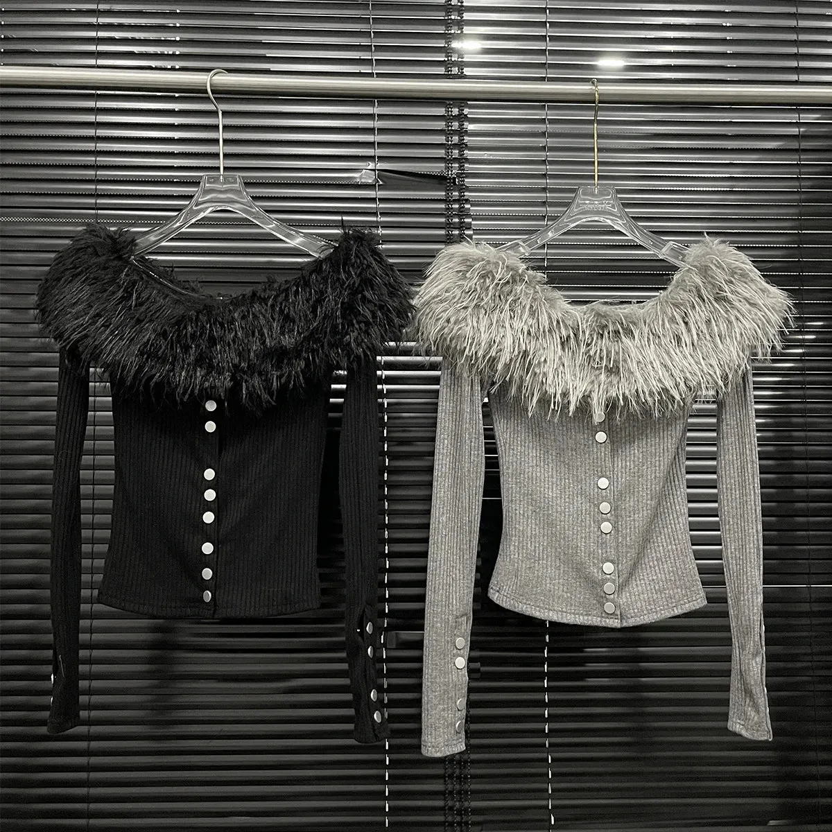 Fur Collar Single Breasted Knitted Sweater