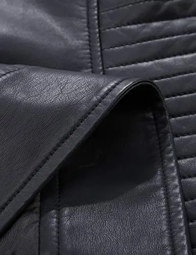 Giolshon Faux Leather Casual Short Jacket for Women,Moto Coat for Spring Fall and Winter 53 Black XL
