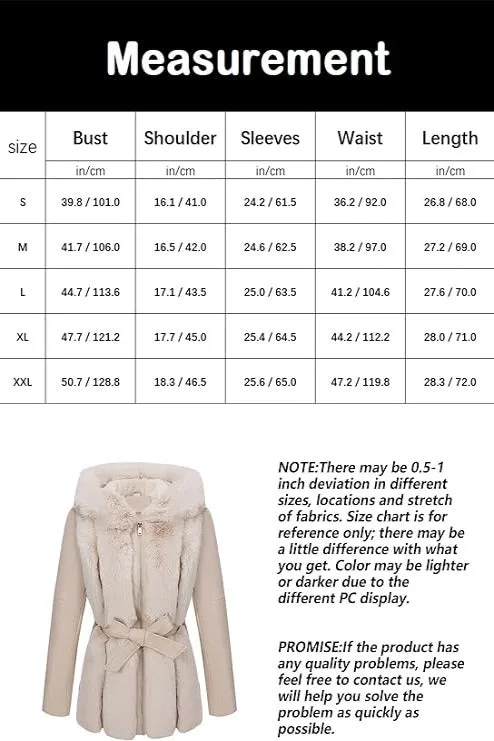 Giolshon Women Faux Fur Leather Jacket Short Warm Coat Furry Outwear