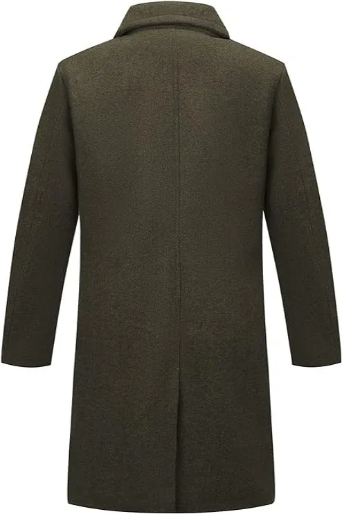 Giolshon Women Faux Woolen Fleece Jacket, Long Trench coat with Detachable Fur Collar