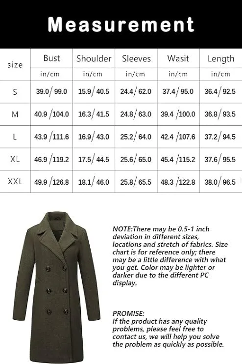 Giolshon Women Faux Woolen Fleece Jacket, Long Trench coat with Detachable Fur Collar