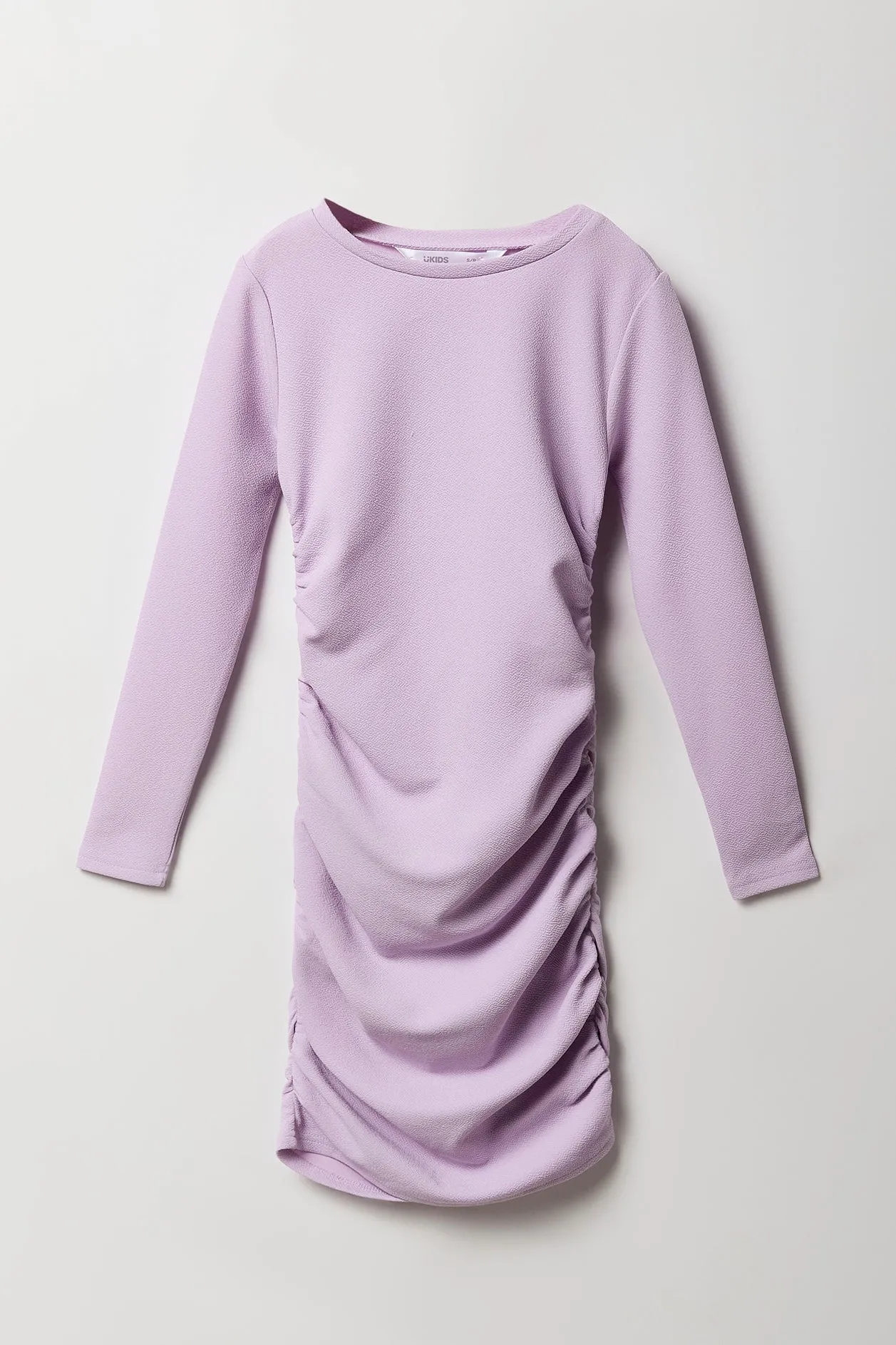Girls Side Ruched Long Sleeve Dress