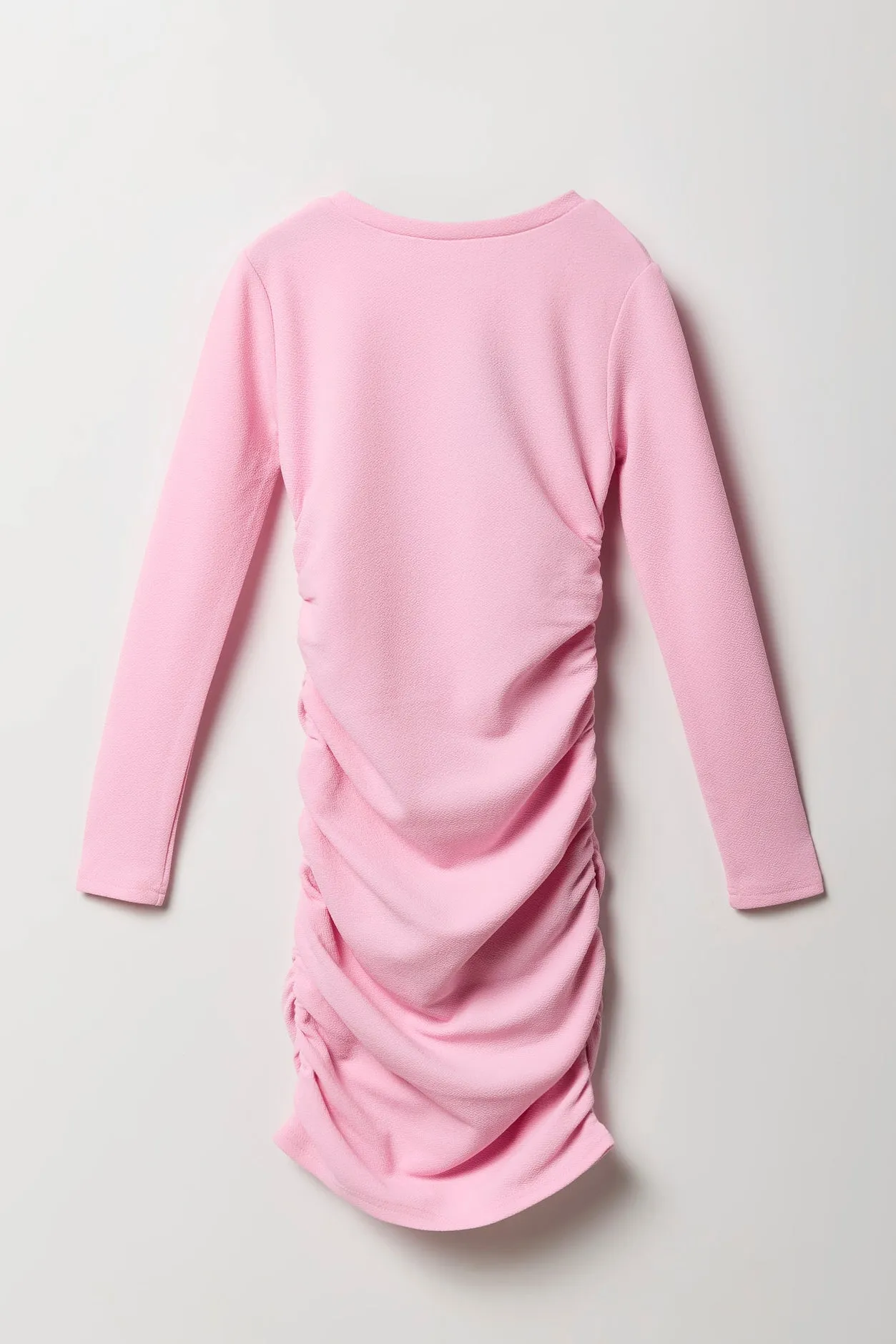 Girls Side Ruched Long Sleeve Dress
